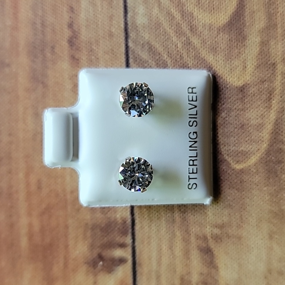 1.5 ct Sterling Silver CZ Stud Earrings 6MM
